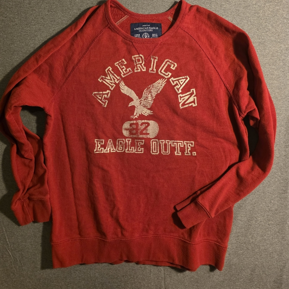 American Eagle Outfitters Bold Red Crewneck Sweater Mens Xl Retro Preppy #3